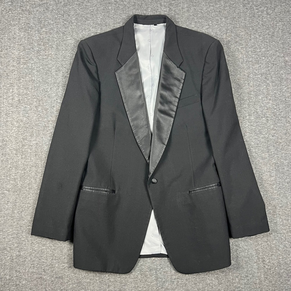 Vintage Christian Dior Monsieur Tuxedo Blazer Suit Mens 44L Black Union Made USA